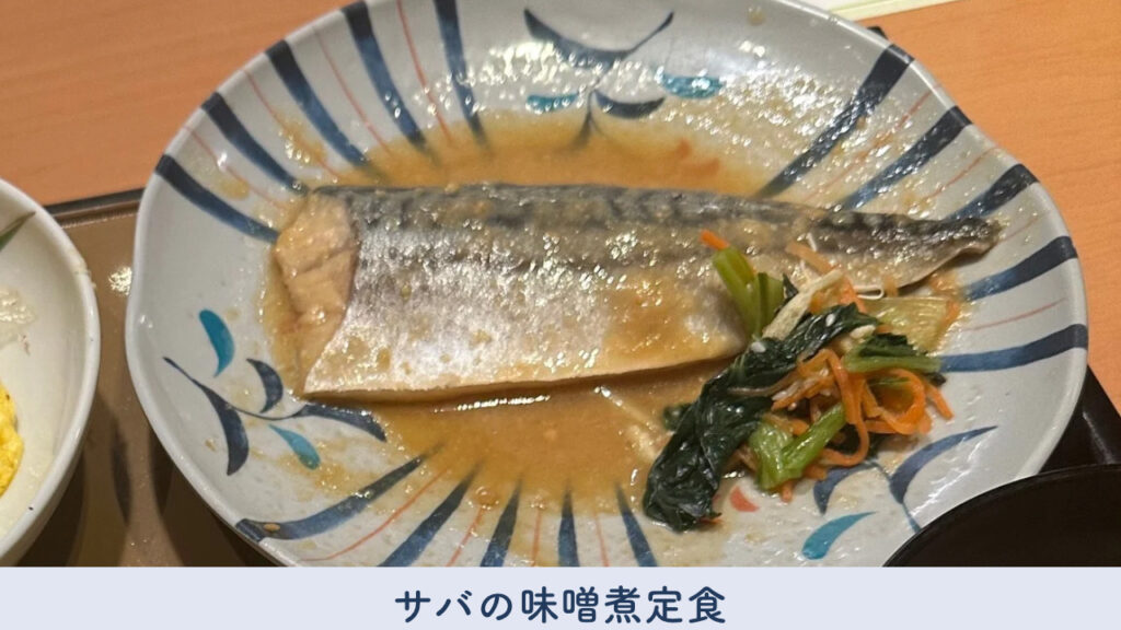 実際のサバの味噌煮定食の画像